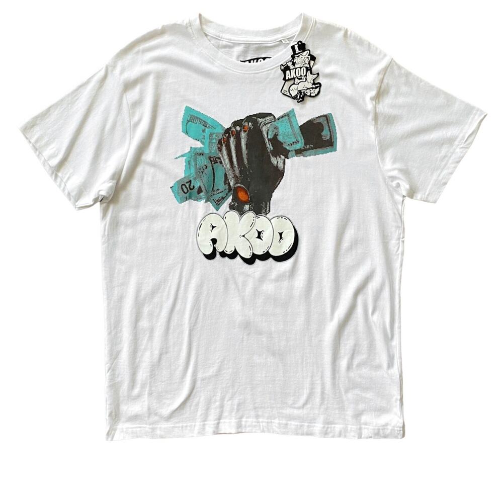 Akoo Nwt White 100% Cotton Money Grab T Shirt Tee XL